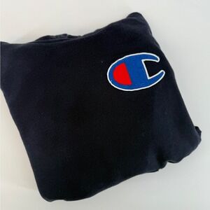 Kids Champion Navy Blue Hoodie Athletic Sweatshirt Long Sleeve Size M